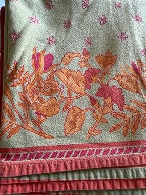 Williams Sonoma Coral and Orange Floral Bath Towel